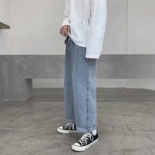 现货主推秋冬宽松直筒港风中性百搭阔腿九分男牛仔裤NZ401-P35，男装牛仔裤，星座410-6（原星座1304-1）