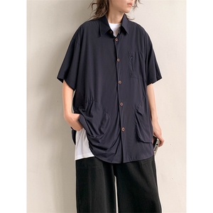 夏季新款潮牌宽松衬衣外套日系复古工装短袖衬衫男 现货W8261-P35图片
