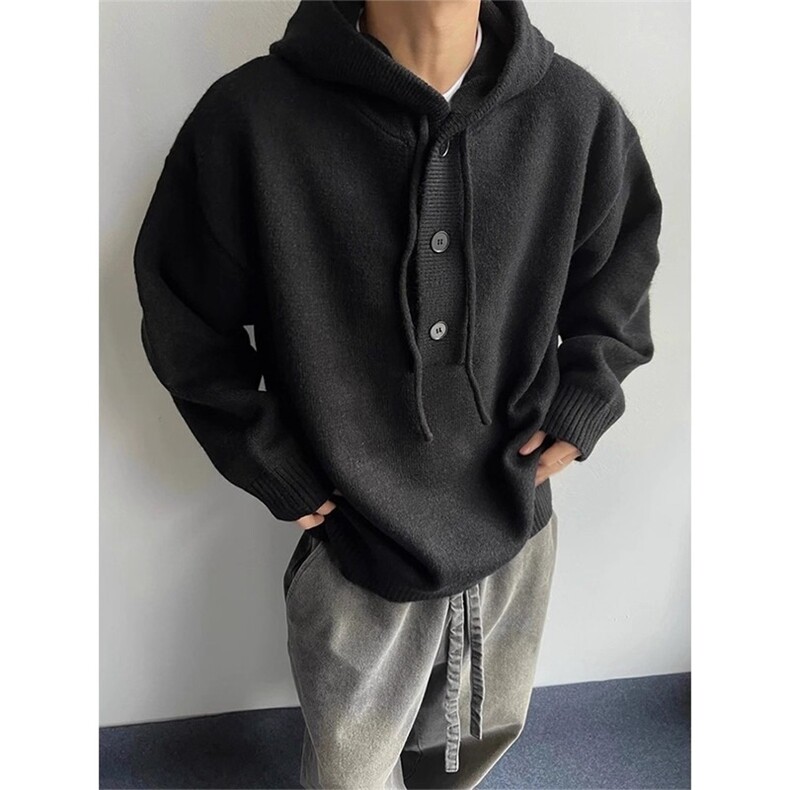 连帽毛衣男女冬季复古套头针织衫慵懒风宽松外套MYS79,男装针织衫/毛衣,星座516A