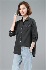 2021春季新款时尚休闲百搭单排多扣翻领亚麻衬衫，女装衬衫，小林双子