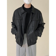 痞帅Pu皮衣小众设计感双拉链垫肩皮夹克男机车服秋冬外套PW637，男装夹克，星座1116A（原606A-3）
