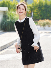 小香风背心裙2025春秋新款小个子高级感法式miu里miu气连衣裙穿搭，女装套装/套裙，朵莱米