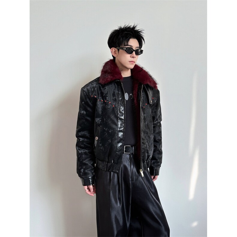 已安排黑红伯爵双面穿座山雕加绒加厚仿貂毛棉服外套mj1110-p218,男装棉衣,电商B288