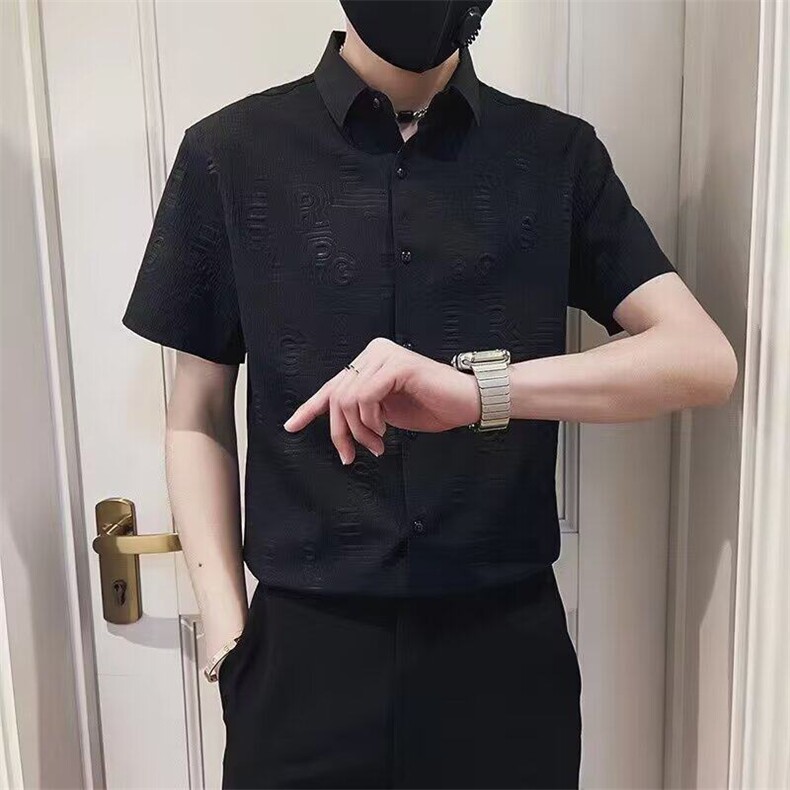 网图现货百搭潮流半袖潮牌尖领痞帅衬衣R3611-P40,男装T恤,星座1005-4