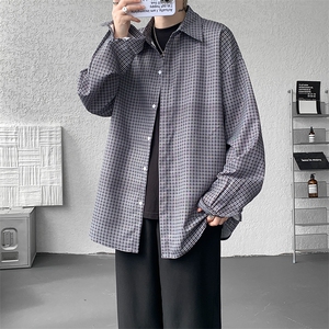 8XL-M长袖衬衫男夏季格子条纹衬衣宽松慵懒风防晒外套CS29005P45图片