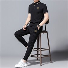 2023年夏款潮流休闲时尚男士运动短袖套装P120，男装休闲套装，电商D223-1