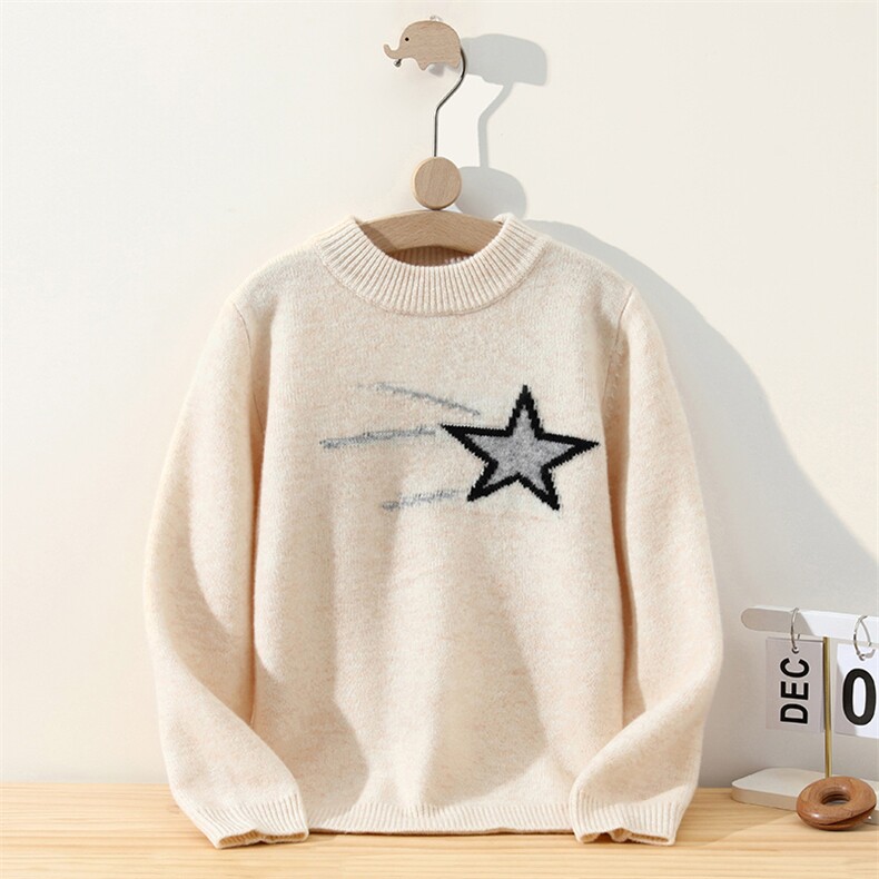新款百搭星星印花针织衫，童装儿童羊毛衫，冰晶童装