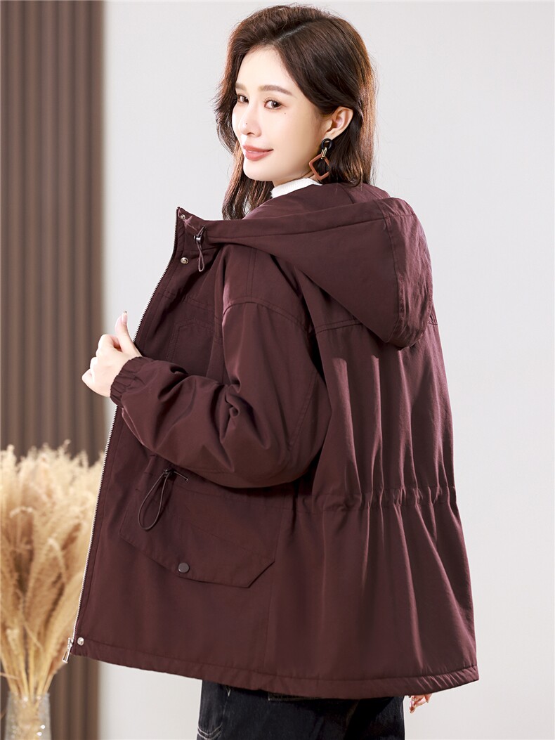 2025年冬季时尚潮流中长款休闲加绒加厚派克服,女装派克服,天丽