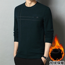 主推！男士长袖t恤针织衫卫衣冬季新款圆领加绒体恤打底衫男上衣，男装T恤，钱塘6003（原4033）
