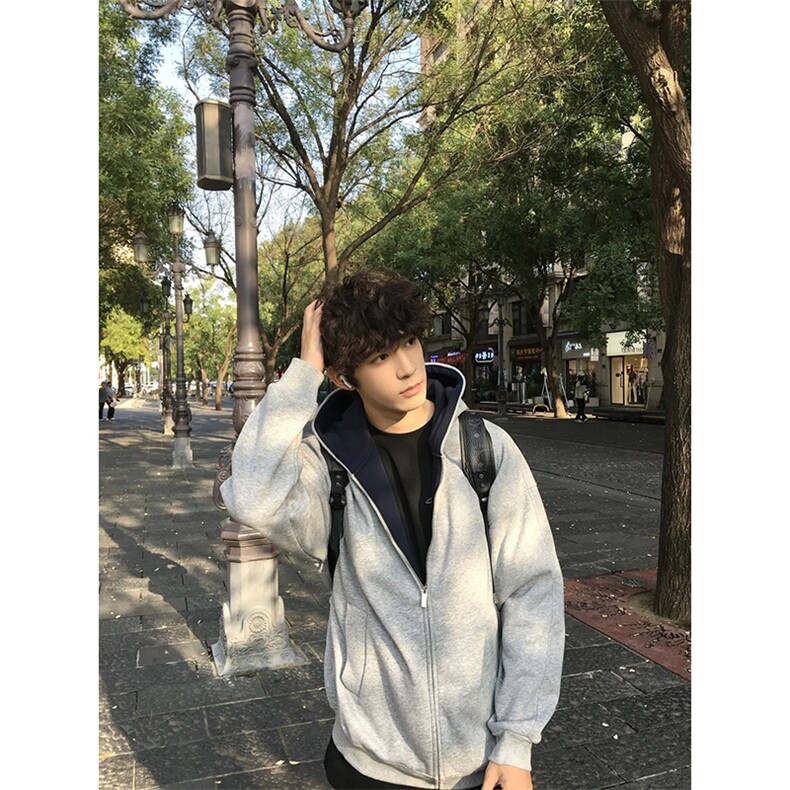 抖音得物高品质二开26春装美式重磅宽松结构双面连帽卫衣外套W68,女装短外套,电商A486-1
