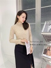 秋季新款 欧货植绒磨毛半高领蕾丝打底衫 高端镂空网纱上衣，其它，tutucolor(1F)