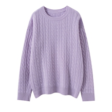 2025秋冬新款女羊绒衫100羊绒圆领螺纹长袖羊绒套衫保暖羊绒毛衣，女装针织衫/毛衣，艾森羊绒