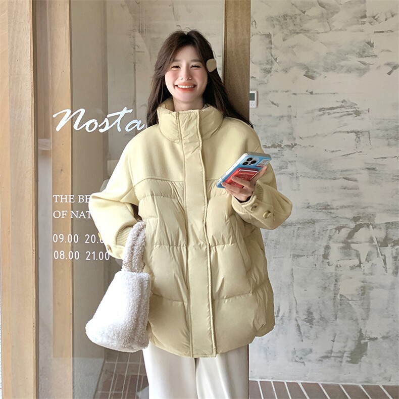 新款现货主推毛呢拼接中长款立领羽绒服9955-P285-K408,女装羽绒服,2C129