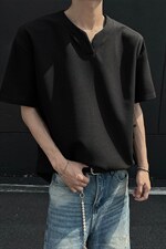 特批250克男装夏季新款大码宽松短袖T恤夏装V领打底衫S399P20，男装T恤，电商A233-1