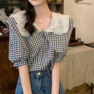 小格子小衫图片