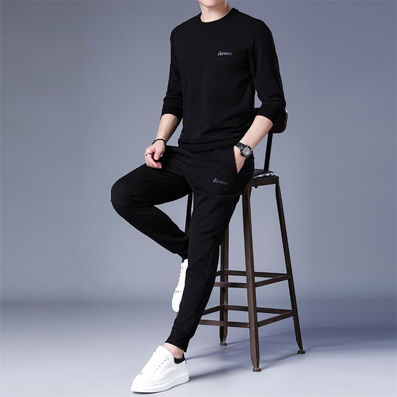 SA8915-2钱塘2020-2中青年男士圆领卫衣休闲简约百搭套装P137,男装休闲套装,钱塘207-2