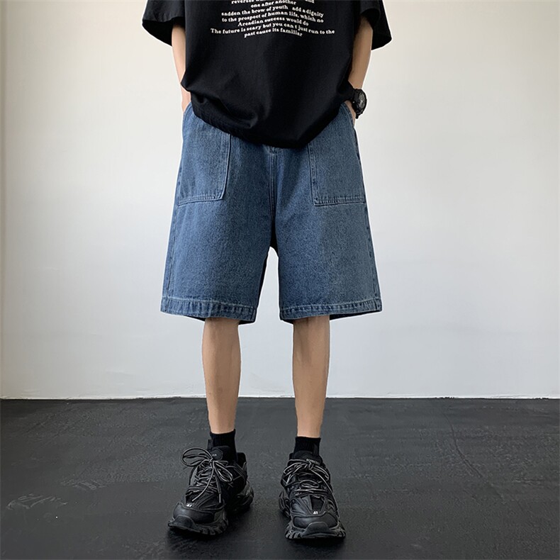 半松紧牛仔短裤男美式高街裤子潮牌痞帅宽松休闲五分裤N0518-P45,男装牛仔裤,星座308B-2