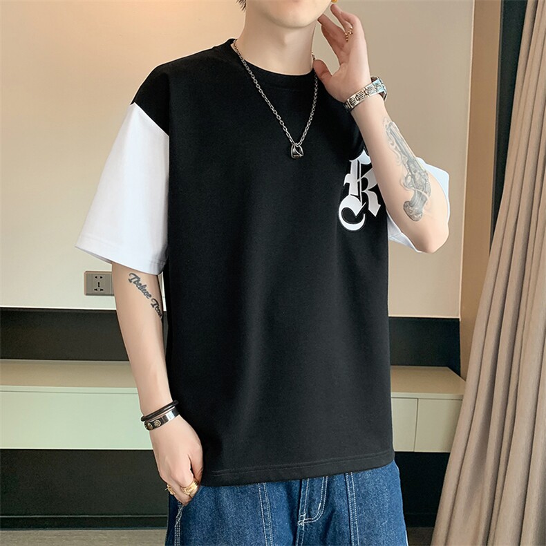 冰氧仿棉短袖店主风夏季休闲百搭字母印花男上衣TC3151-P24控48图片