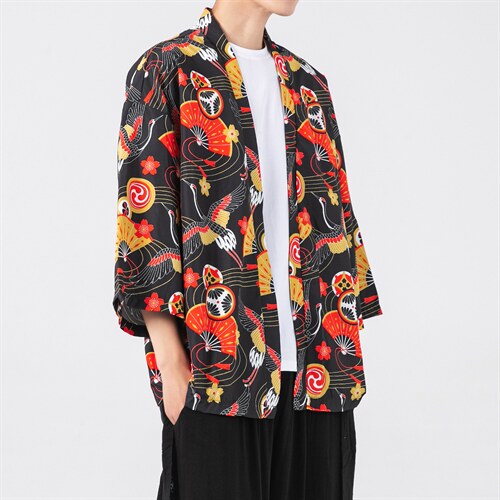 21夏大码港风风潮和服开衫薄款半袖道袍防晒衣F12-1/P40，男装风衣，钱塘713