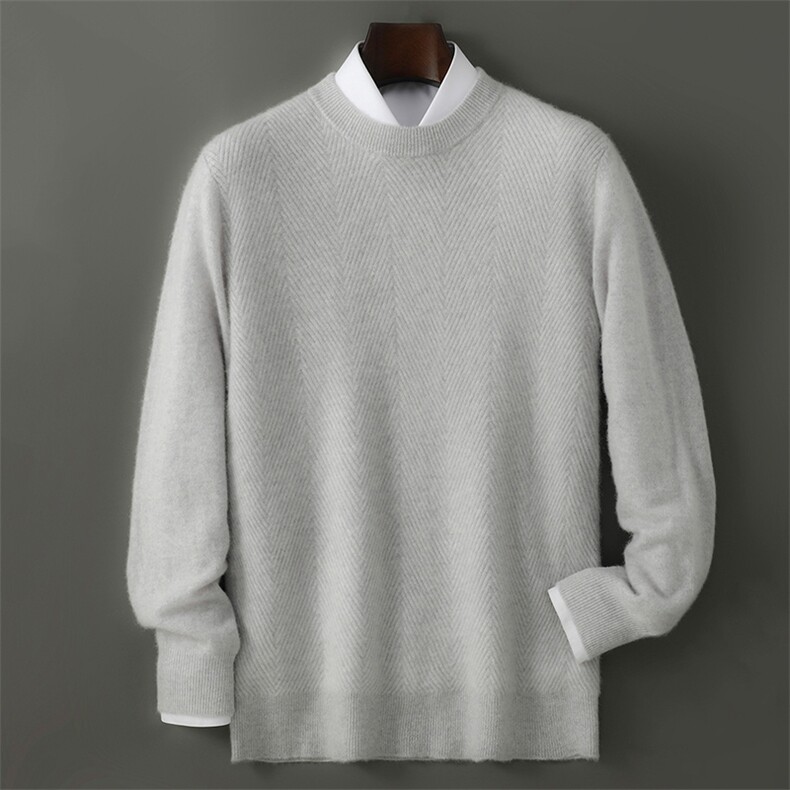 2025年秋季长袖套头时尚都市圆领竖菱形，男装羊毛衫，千国羊绒