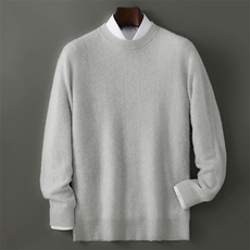 2025年秋季长袖套头时尚都市圆领竖菱形，男装羊毛衫，千国羊绒
