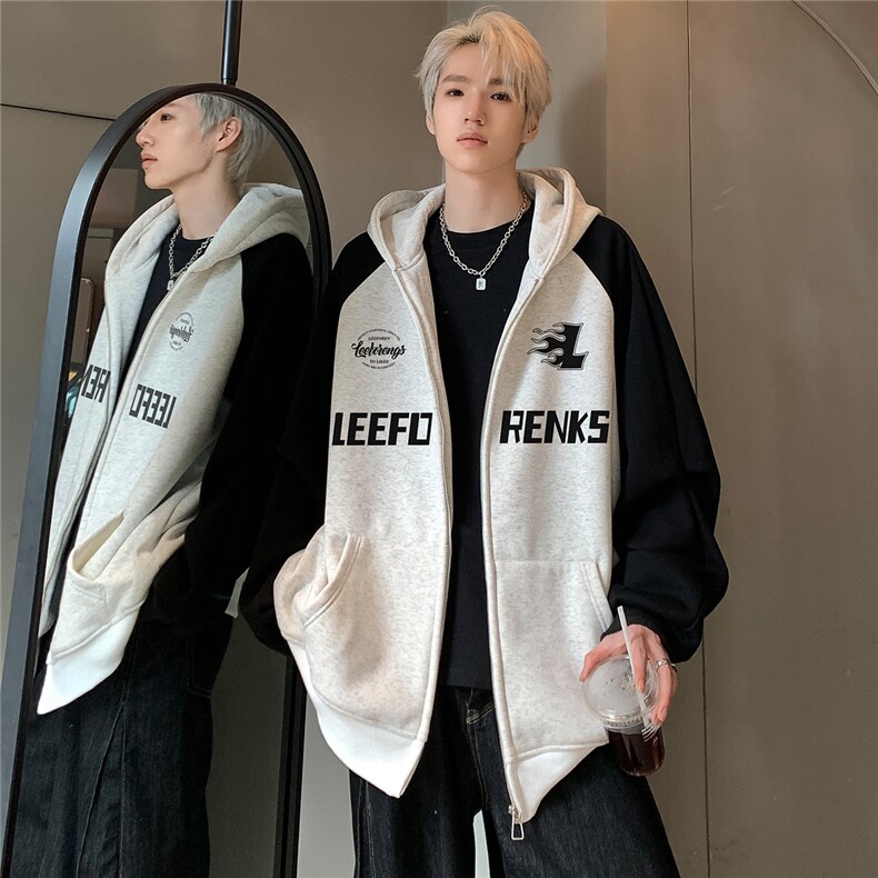 卫衣外套男春秋新款360克青少年拉链潮牌运动休闲帽衫JK117-P78,男装卫衣,电商C307