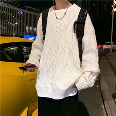 冬季毛衣男加厚打底宽松慵懒保暖内搭圆领粗线麻花针织衫9038P48，男装针织衫/毛衣，星座410-2