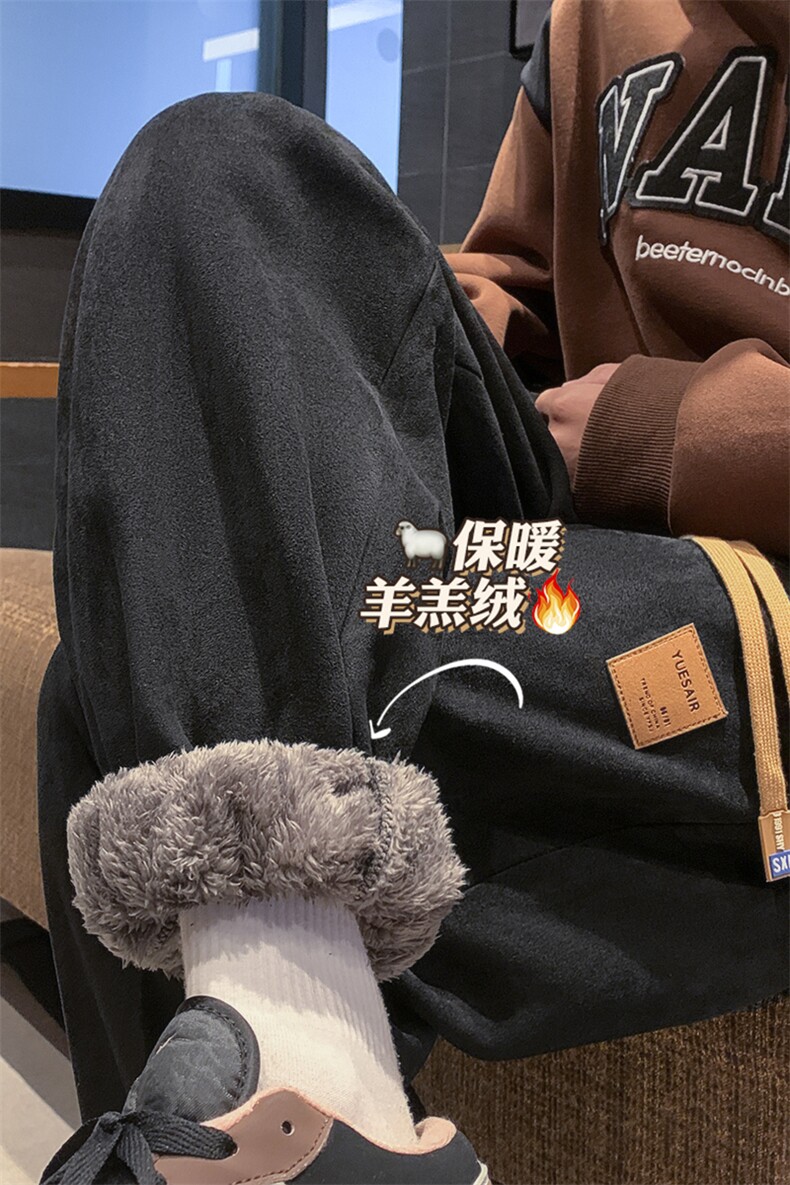 羊羔毛加绒加厚得物二开休闲裤白底平铺图现货C323-1-JR8885-P55,男装卫衣,电商C323-1