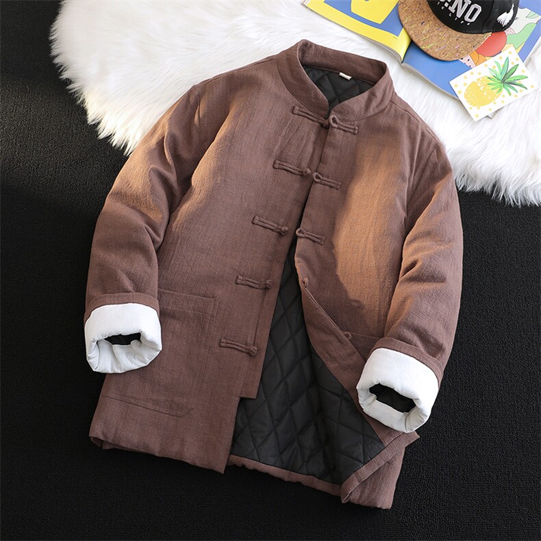 风棉衣复古唐装男冬款立领大码棉麻夹棉保暖外套棉服1181p145,男装棉衣,电商A016