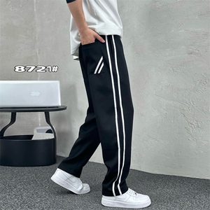 条纹垂感休闲弯刀裤男宽松百搭卫裤运动长裤A329-K8721-P65