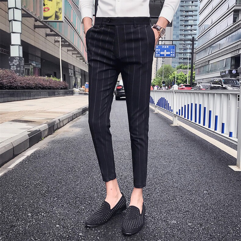 春夏英伦格子休闲西裤韩版修身小脚裤商务长裤发型师A450-D97,男装休闲裤,星座1904A