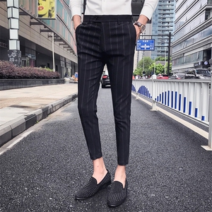 春夏英伦格子休闲西裤韩版修身小脚裤商务长裤发型师A450-D97图片