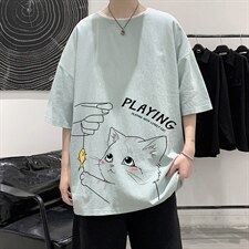 YT26129-P30亚短袖t恤男大码五分袖男宽松七分袖港风模特，男装T恤，电商A040