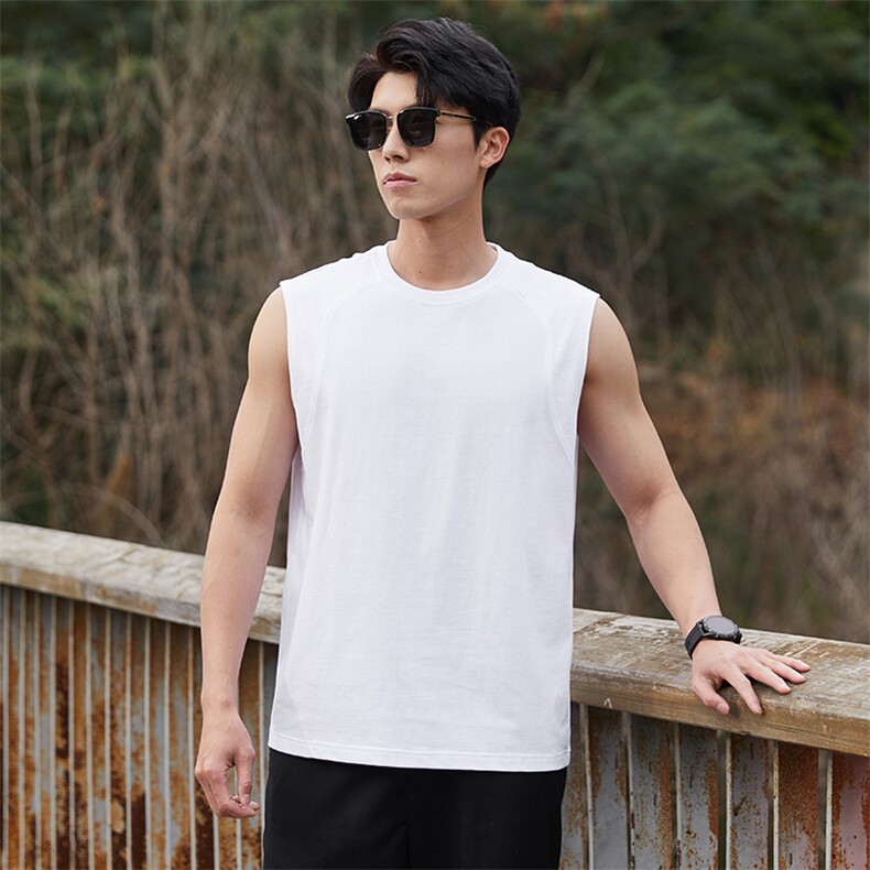 港风冰感无袖T恤宽松百搭纯色设计感圆领背心TC3164-P20，男装背心/马甲，星座717