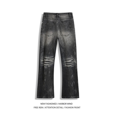 秋季新款美式高街水洗裂纹设计微喇牛仔裤B315-K25809-特p45控88，男装牛仔裤，电商B315