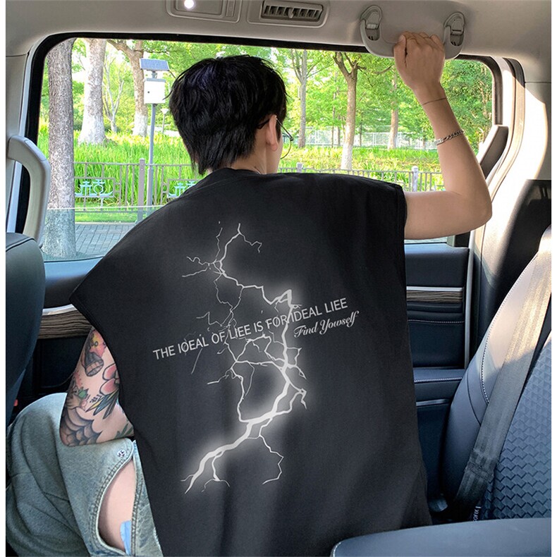 可48小时发货支持抖音得物来样二开240克重磅美式纯棉背心无袖t恤，男装背心/马甲，电商A486-1