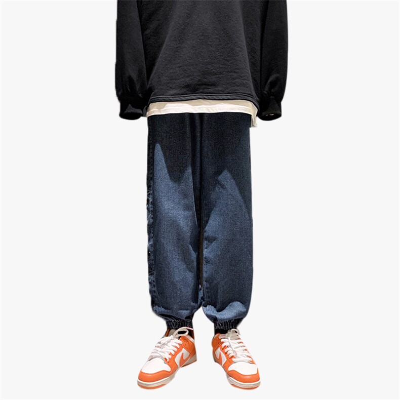 2023冬季加厚牛仔布港风排扣牛仔裤货号K553P55,男装牛仔裤,电商A063