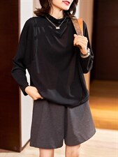 宽松休闲中高领打底衫，其它，那简