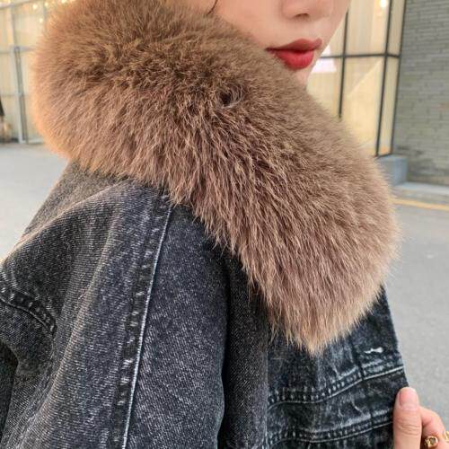高档牛仔外套狐狸真毛领，女装，雪儿诱惑
