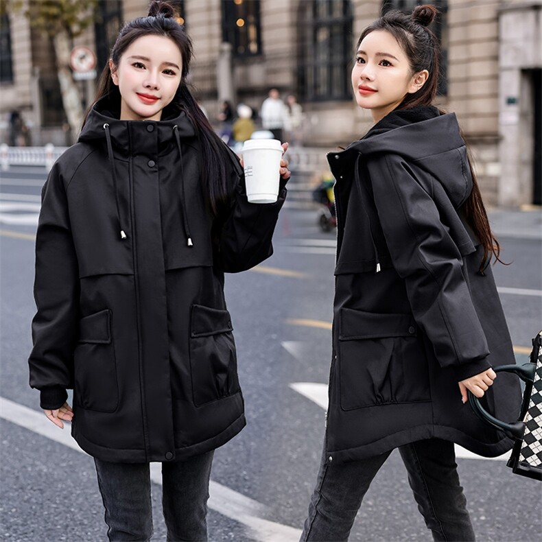 200斤胖MM中长款加绒棉服女冬装新款大码女装宽松派克服加厚外套,女装派克服,妃曼