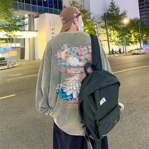 直播品质 重磅纯棉 美式蜡染水洗做旧潮牌宽松长袖t恤 CT313特P38图片