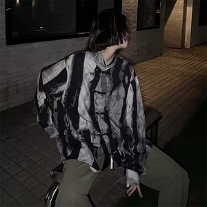 百搭做旧长袖潮原宿新款标准青春流行慵懒衬衫BK027P40图片