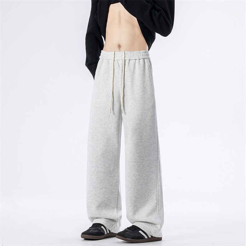 宽松直筒纯色卫裤男休闲宽松型垂感运动长裤K25001*P28加绒35控68,男装休闲裤,星座227-1