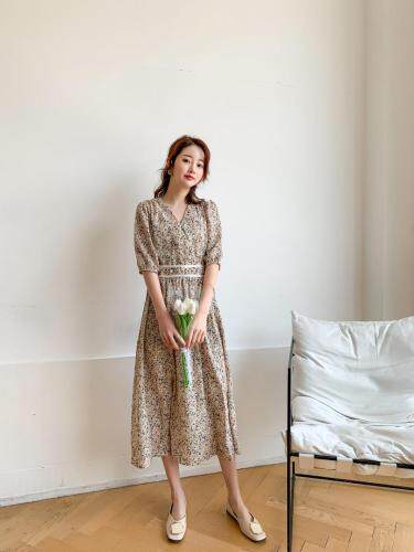 韩版碎花连衣裙，女装连衣裙，依启蒙