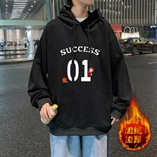 WY2205-P35 加绒款-P40 纯棉连帽卫衣男大码运动帽衫宽松薄外套男图片