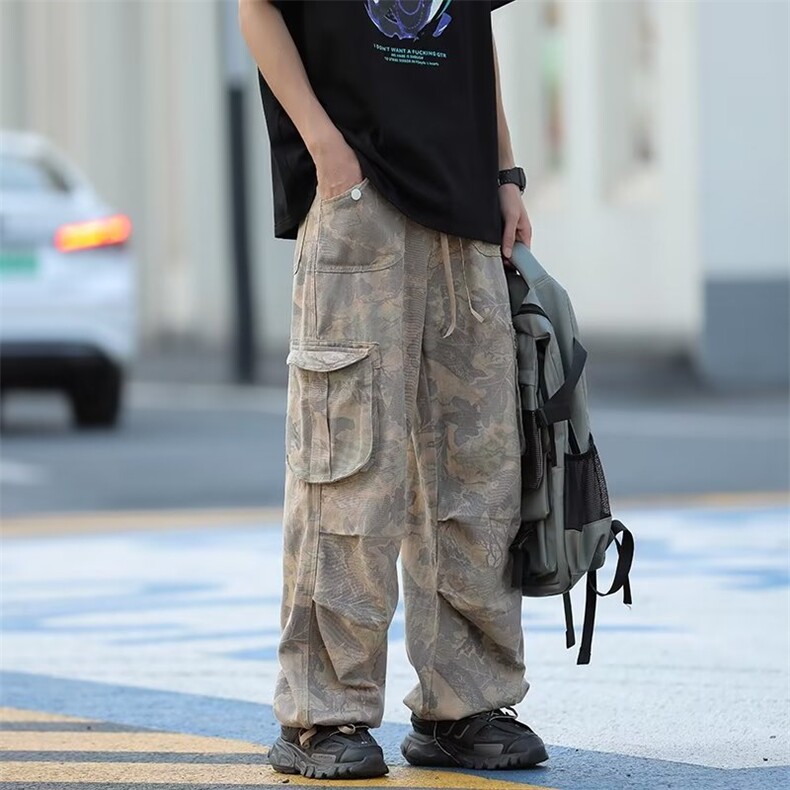 迷彩工装裤男韩版潮流多口袋高街帅2024秋季ins宽松长裤K4204-P51,男装工装外套,星座412-3