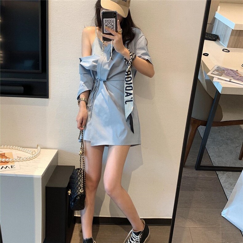 假两件衬衫裙，女装衬衫，XTZ style