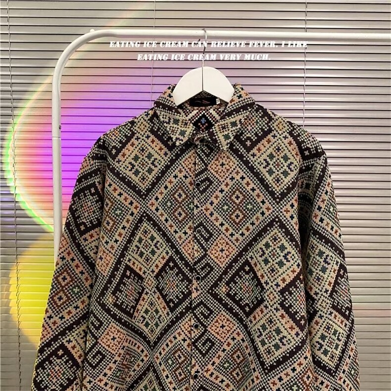 潮牌复古民族风长袖衬衫男女宽松古着衬衣外套CS902P46,男装衬衫,星座1116-2