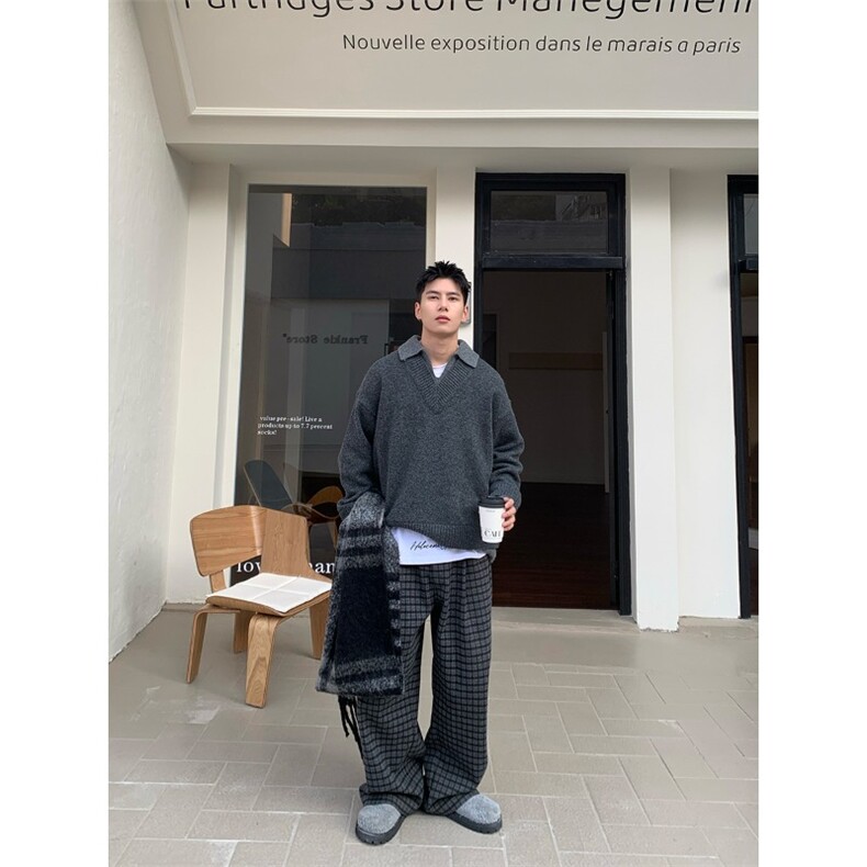 F09-P68高质量柔软北极绒假两件毛衣,男装针织衫/毛衣,电商B323A