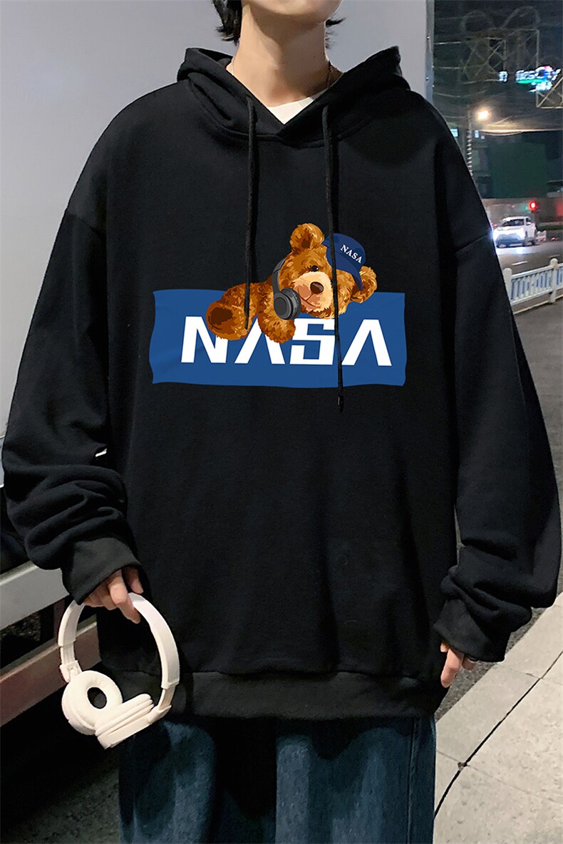 WY2247-P35纯棉连帽卫衣男大码运动帽衫宽松薄外套男NASA,男装卫衣,电商A040